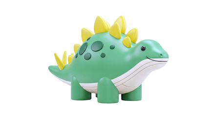 Fototapeta premium Cute Green Dinosaur Toy with Yellow Spikes
