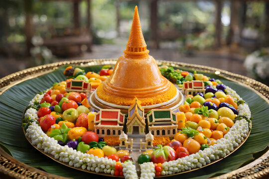 Edible Wat Phra Pathom Chedi from Luk Chup &ndash; Thai Dessert Landmark Concept