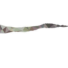 Abstract geometric design with a smeared paper edge isolated on a white background, showcasing polygonal shapes and muted earthy tones