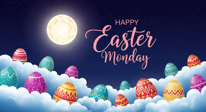 Celebrating easter monday under a shining moon