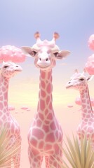 Fototapeta premium Baby giraffe in desert wildlife cartoon animal.