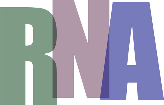 RNA word art with pastel letters and 3d effect on transparent background, science and technology concept