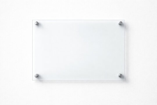 Transparent glass board mounted on white wall background concept. Ai generative