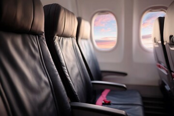 Airplane Cabin Interior with Empty Seats