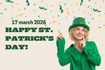 A young woman in a green top celebrates St Patricks Day