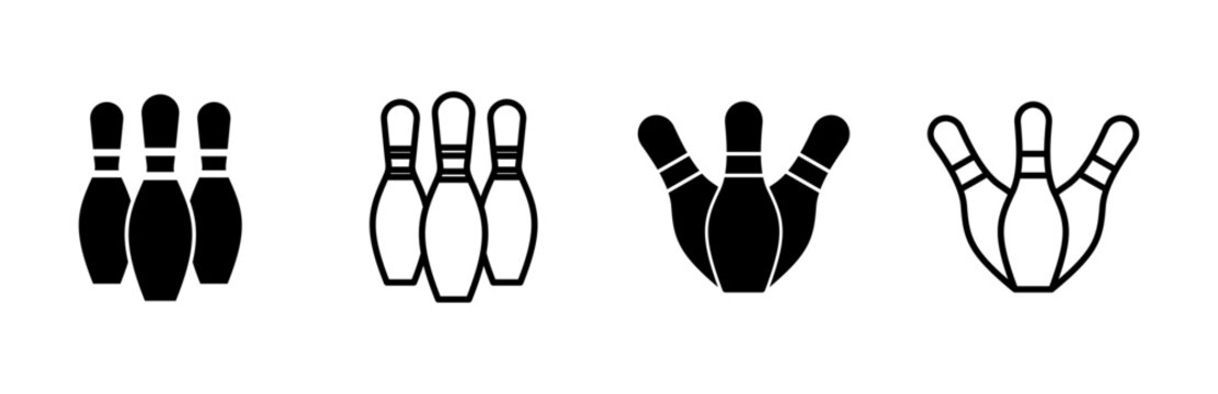 Bowling icon set. bowling ball and pin icon. bowling pins