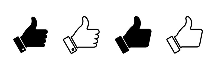 Obraz premium Thumbs up icon set. Hand like. Like icon vector.
