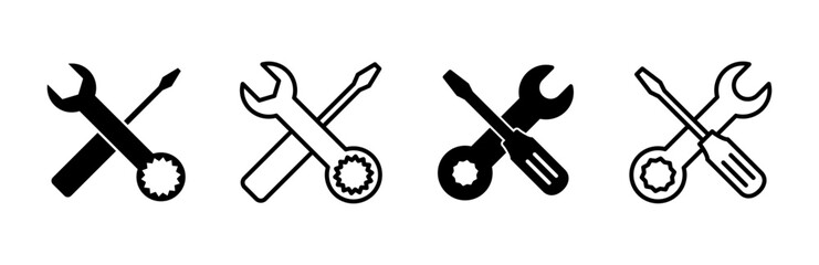 Repair tools icon set. tool icon vector. setting icon vector. Wrench and screwdriver. support, Service