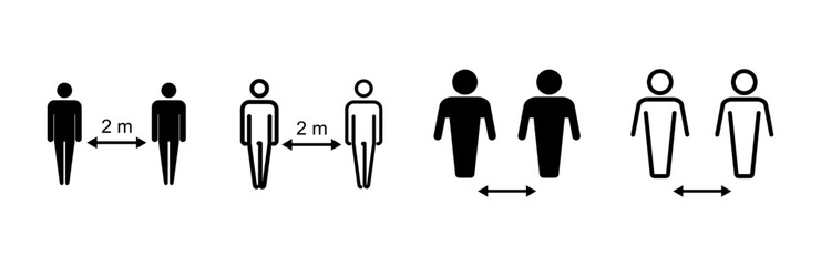 Social distance icon set. social distancing icon. self quarantine sign