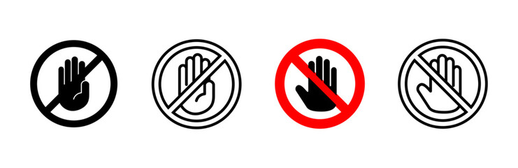 Stop icon set. stop road sign. hand stop icon vector