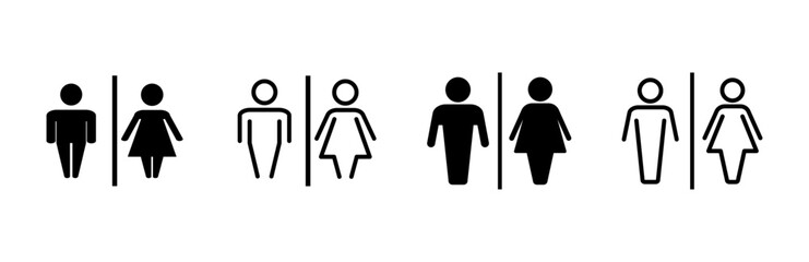 Toilet icon set. restrooms icon vector. bathroom sign. wc, lavatory