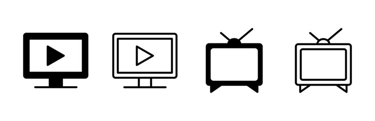 Tv icon set. television icon vector