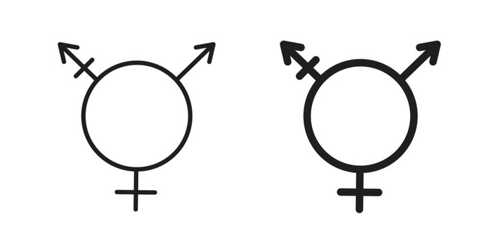 Transgender icon. Outline and flat icons collection. EPS10