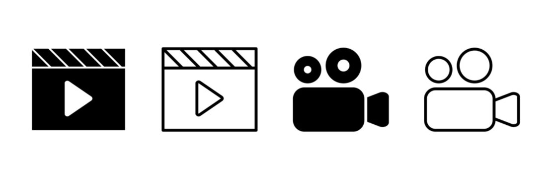 Video icon set. video camera icon vector. movie sign. cinema