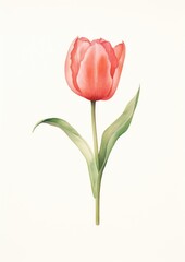 Fototapeta premium Tulip flowers illustration plant red inflorescence.