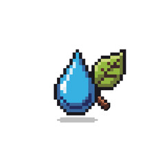 Obraz premium Pixel Art Water Drop with Leaf
