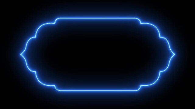 glowing neon Islamic pattern frame icon animation on black background. Islamic background Arabic pattern frame banner icon. title frame shape. Ramadan frame icon for decoration and social media design