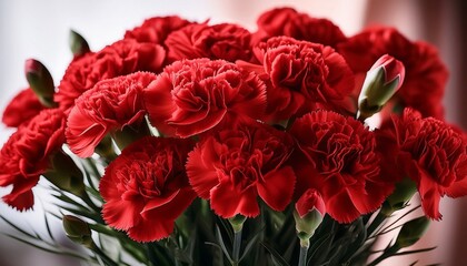Red Carnations Bouquet Close Up
