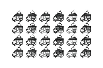 Ice cream truck icon set with colorful illustrations and designs