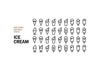 Ice cream line icons editable stock illustrations for design projects