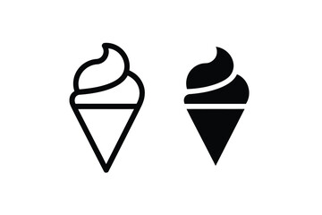 Ice cream icon set with black and white illustrations