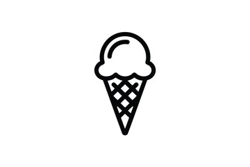 An ice cream icon illustration in a simple black line style