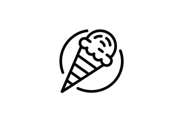 Ice cream icon illustration in a circular minimalist design