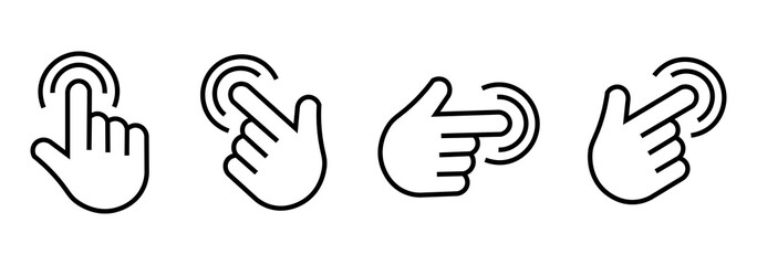 Hand click icon set. Hand cursor symbol. Touch screen, gesture, click sign vector illustration here.