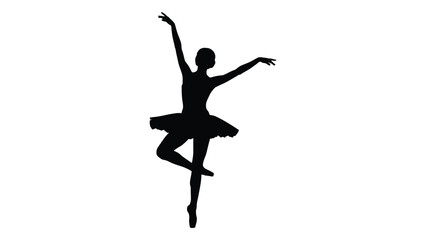 A black silhouette of a ballet dancer in a graceful pose isolated on white background, Vector © Creative Designs