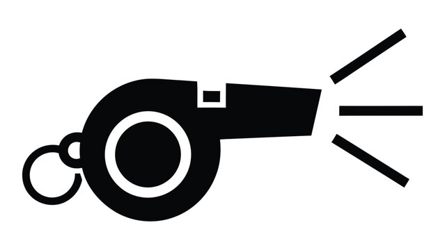 A black and white image of a whistle isolated on white background, Vector