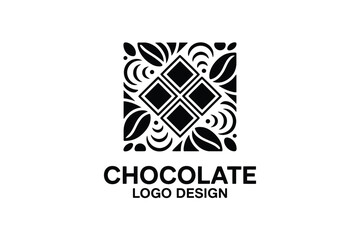 Chocolate logo design with black and white floral pattern