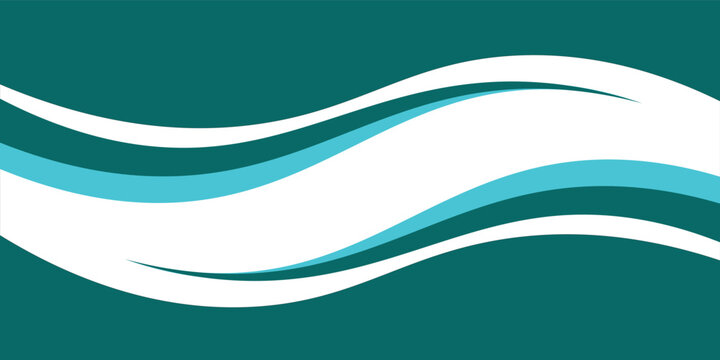 Teal Wave Abstract Background With Smooth Curves for Corporate Banner and Ocean Design beckground ilustration