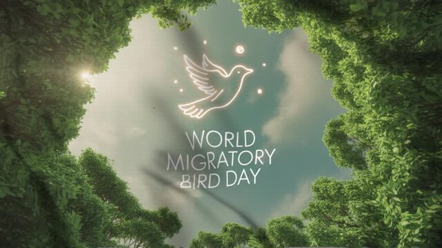 Featuring World Migratory Bird Day in a waving flag style, Great for opening videos, campaign videos, greetings
