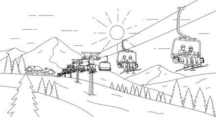 Cable Car Transporting People Through Mountains. © Samsul