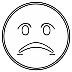 Obraz premium Sad face emoji outline in a circle