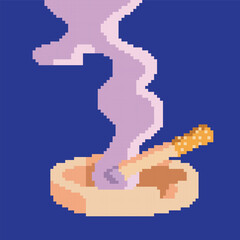 Fototapeta premium Pixel art vector illustration of cigarette on isolated background. 