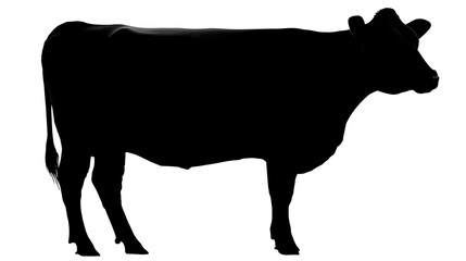 A silhouette of a bovine in the monochrome style, highlighting the shape of the animal