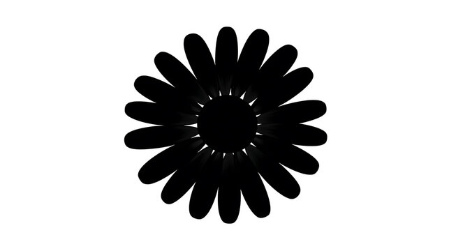 A stylized monochrome image of a daisy flower