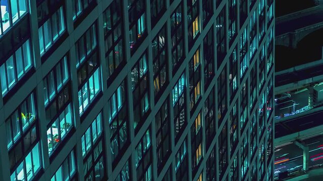 Tokyo Night Cityscape Time-lapse skycrapers reflections