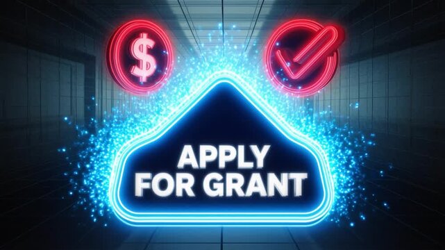 Grant Application Approved with Neon Lights and Dollar Signs Cinematic Motion