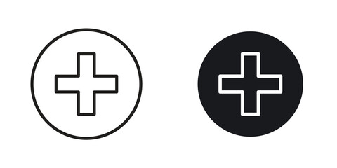 Obraz premium Plus icon suitable design silhouette and line art style on white background