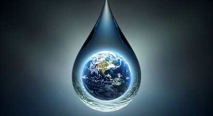 Earth encapsulated in a water droplet