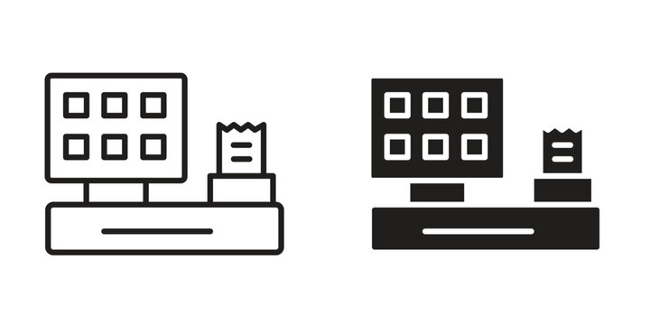 POS system icon suitable design silhouette and line art style on white background