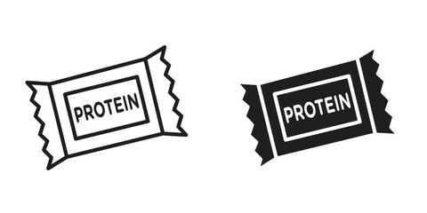 Obraz premium Protein bar icon suitable design silhouette and line art style on white background