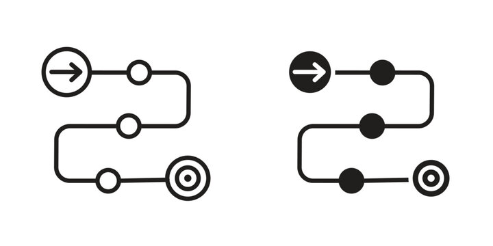 Roadmap icon suitable design silhouette and line art style on white background