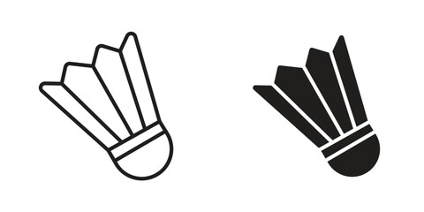 Obraz premium Shuttlecock icon suitable design silhouette and line art style on white background