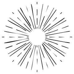 Obraz premium Hand drawn sunburst radiating lines emanating from center circle burst starburst element