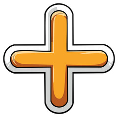 Obraz premium Glossy orange plus sign symbol with a thick white outline and subtle shading
