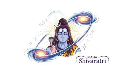 Illustration of Lord Shiva celebrating Maha Shivaratri, a significant Hindu festival also known as the Festival of Shiva or Sacred Night.