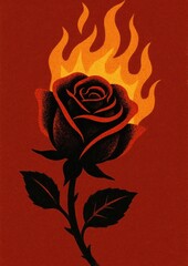 Fototapeta premium Fiery rose on red background.